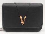 Versace Virtus Leather Black Handbag Aa0525wxzsa
