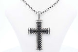 David Yurman 925 Black Diamond Chevron Cross Pendant & Chain 28.6g Eb1024pxzde