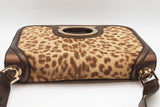Salvatore Ferragamo Bronze Leather Calf Hair Leopard Print Shoulder Bag Eb1225oxzde