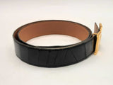 Hermes Gold H Buckle Nialus Croc Belt Size 90eu Sd0825lrzxsa