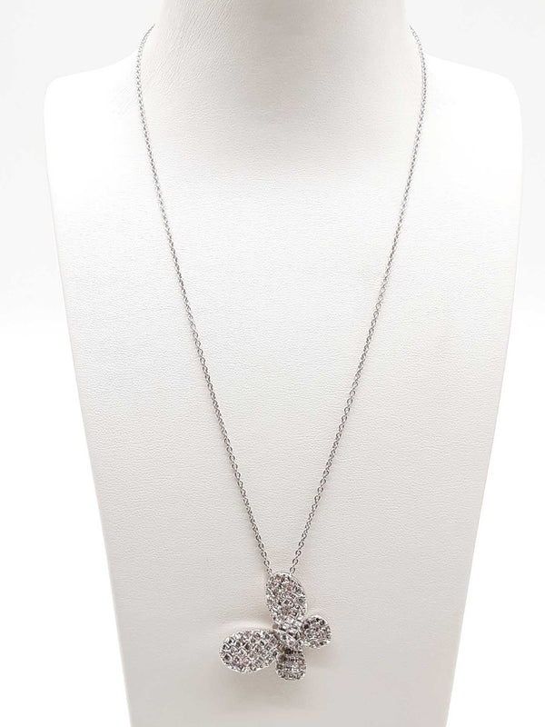 18k White Gold Diamond Butterfly Necklace 18 In Dooexsde 144020000333