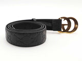 Gucci Guccirisma Leather Initial Belt Black Size 42-46 Aa0926ozxsa