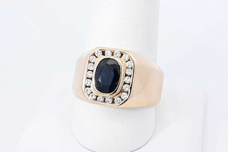 Sapphire & Diamond Ring In 14k Yellow Gold 10.7 Grams Size 9 Eb1025rrxdu