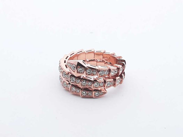 Bvlgari 18k Rose Gold Diamond Pave Viper Ring Size 7 1.65cttw 10.6g Lh0724sxzxde