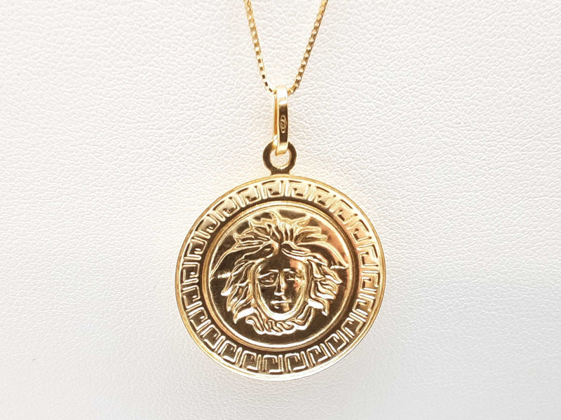 18k Yellow Gold 3.6g Medusa Head Pendant Chain 19.5 In Do0525oxzde