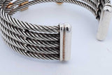 David Yurman Confetti Cable Cuff 925 & 18k Yellow Gold Bracelet 55.7g Ebpxzde