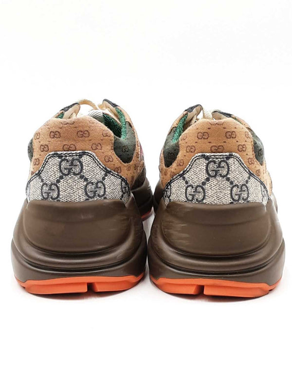 Gucci Rhyton Brick Red Gg Canvas Sneakers Size 38 Eb0725lxzdu