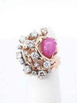 1.22 Cttw Diamond & Star Ruby Cocktail Ring In 14k Yellow Gold 9.5 Grams Size 4 Fw0326loxzdu