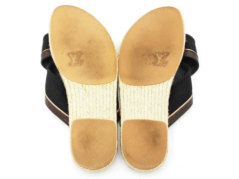 Louis Vuitton Canvas & Leather Espadrilles Slide Sandals Size 7 Men's Fw0725crdu