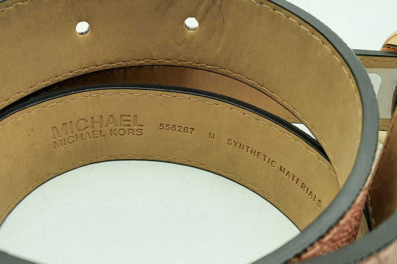 Michael Kors Pink Monogram Belt With Gold Tone Buckle Eb0225oxsa