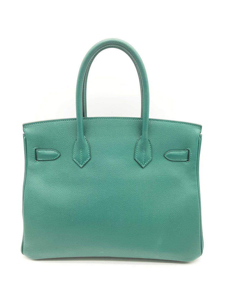 Hermes Birkin 30 Malachite Green Epsom Palladium Hardware Handbag Do1223crxzde