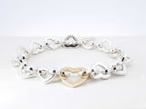 Tiffany & Co. Two-tone Heart Link Bracelet In Sterling Silver & 18k Yellow Gold 34.8 Grams 7.5 Inch Fw0726lrzdu
