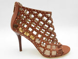 Michael Kors Yvonne Gold Brown Leather Caged Heels Size Us 8m Womens Do0525oxde