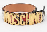 Moschino Logo Lettering Python Print Leather Belt Size 40 Eb0126rxdu