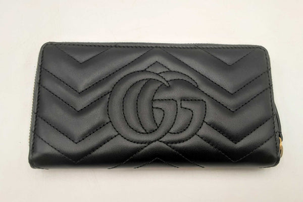 Gucci Gg Marmont Zip Around Black Wallet Sd0825ozxsa