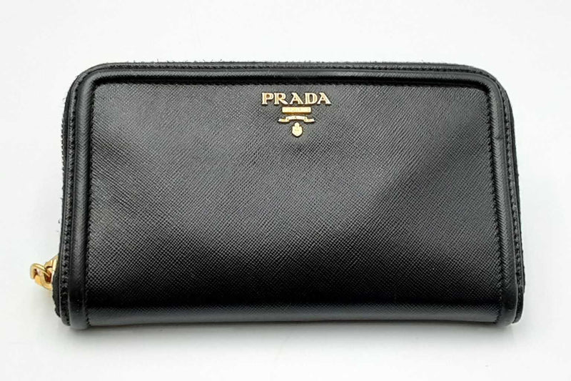 Prada Zip Around Black Wallet Eb1224lrxdu