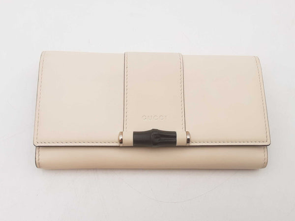 Gucci Beige Leather Bamboo Wallet Sd0725lzxsa