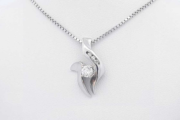 0.23ctw Diamond Pendant Necklace In 14k White Gold 4.8 Grams 18 Inch Eb0425ooxsa