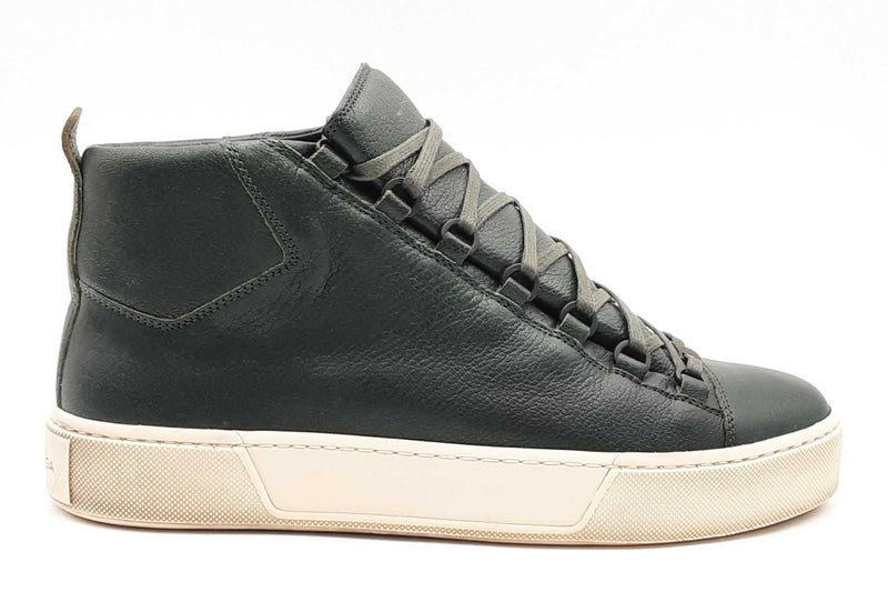 Balenciaga Arena High Top Cark Green Leather Sneakers Size 43 Eb0125oxzsa