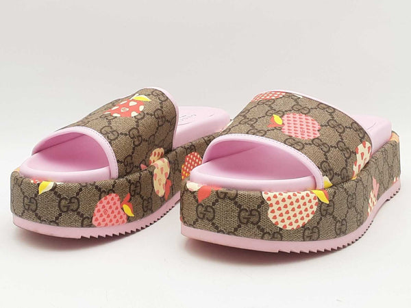 Gucci Les Pommes Apple Multi-color Slides Size 39.5 Aa0725izsa