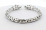 Gucci Anger Forrest Wolf Head Hinged Cuff Sterling Bracelet 73.3g Eb0526orxsa