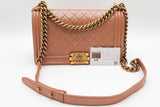 Chanel Quilted Iridescent Pink Leather Boy Bag Eb0526oxerde