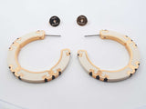 Tory Burch Double T Icon Beige & Gold-tone Enamel Hoop Earrings Fw0326izdu