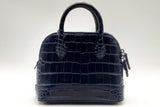 Balenciaga Ville Crocodile Embossed Blue Leather Top Handle Bag Eb0425lrxsa