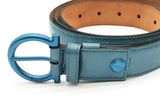 Salvatore Ferragamo Patent Blue Leather Belt With Blue Gancini Buckle Eb1125rxde