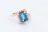 Blue Gemstone & Diamond Ring In 14k Yellow Gold 4.2 Grams Size 6 Eb0824lpxsa