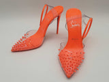Christian Louboutin Spikoo Neon Orange Heels Size Eu 38.5 Do0525lxzde