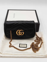 Gucci Mini Marmont Chevron Quilted Matelasse Black Leather Crossbody Eb0826wrxdu