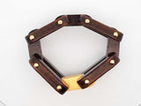 Fendi Wood  & Leather Link Bracelet 77.2 Grams Fw0125lxzdu