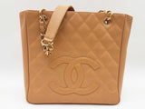 Chanel Tan Quilted Caviar Leather Shopping Tote Shoulder Bag Do0626crxde