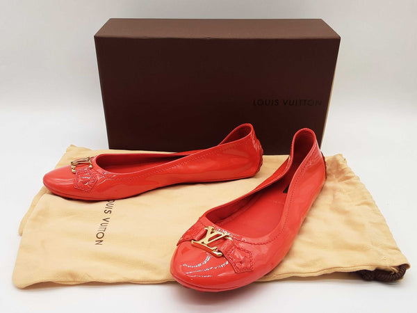 Louis Vuitton Red Orange Patent Leather Flats Size Eu 39.5 Do0925oxzde