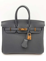 Hermes Birkin 25cm Gris Misty Gray Togo Gold Hardware Handbag Do0626oxzxzde