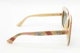 Gucci Stripe Glitter Square Frame Sunglasses Gg0328s Eb0926lxzde
