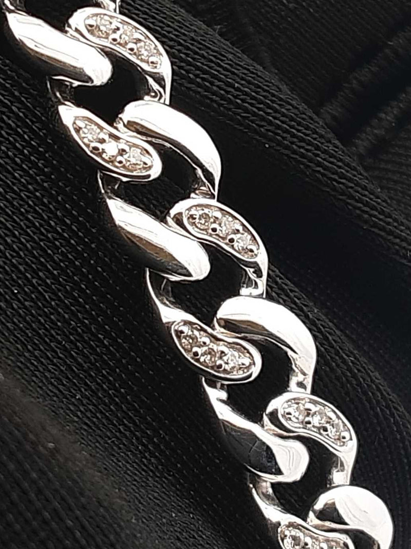 1.80 Cttw Diamond & 14k White Gold Curb Link Bracelet 12.1g 8 Inch Fw1025srxdu