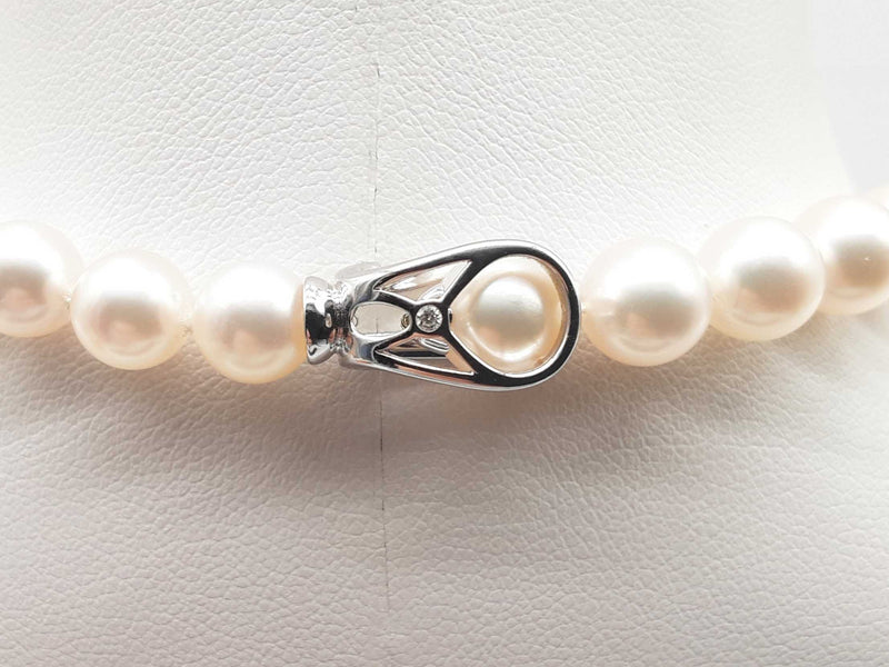 Pearl Necklace 14k White Gold Clasp 22 In Do0724orzde