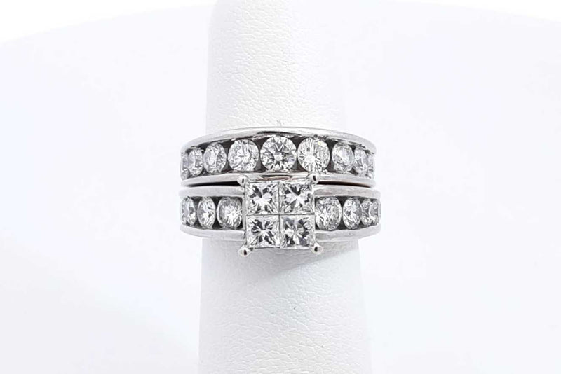 Approx. 3.1ctw Diamond Engagement Set 14k White Gold 11.38g Sz 5.5 Eb1024llxzsa