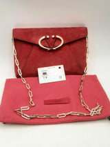 Valentino Garavani Red Suede Envelope Clutch Crossbody Eb0425lcrsa