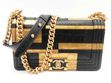 Chanel Boy Flap Gold Black Patchwork Embossed Leather Shoulder Bag Do0126ooxzde
