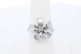 14k White Gold Plumeria Flower Ring With Diamond 5.6 Grams Size 6.75 Eb0826wexde