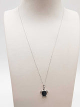White Blue Diamonds 18k White Gold 1.8g Sea Turtle Necklace 17 In Do0825erde