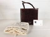 Prada Crocodile Embossed Mini Brown Handbag Sd0226izxde