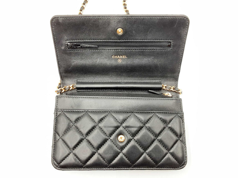 Chanel Classic Wallet On Chain Black Lambskin Shoulder Bag Fw1224lrxzdu