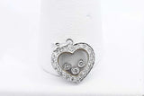 Diamond Heart Pendant With 3 Floating Diamonds In 18k White Gold 2.2g Eb0924crsa