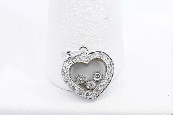 Diamond Heart Pendant With 3 Floating Diamonds In 18k White Gold 2.2g Eb0924crsa