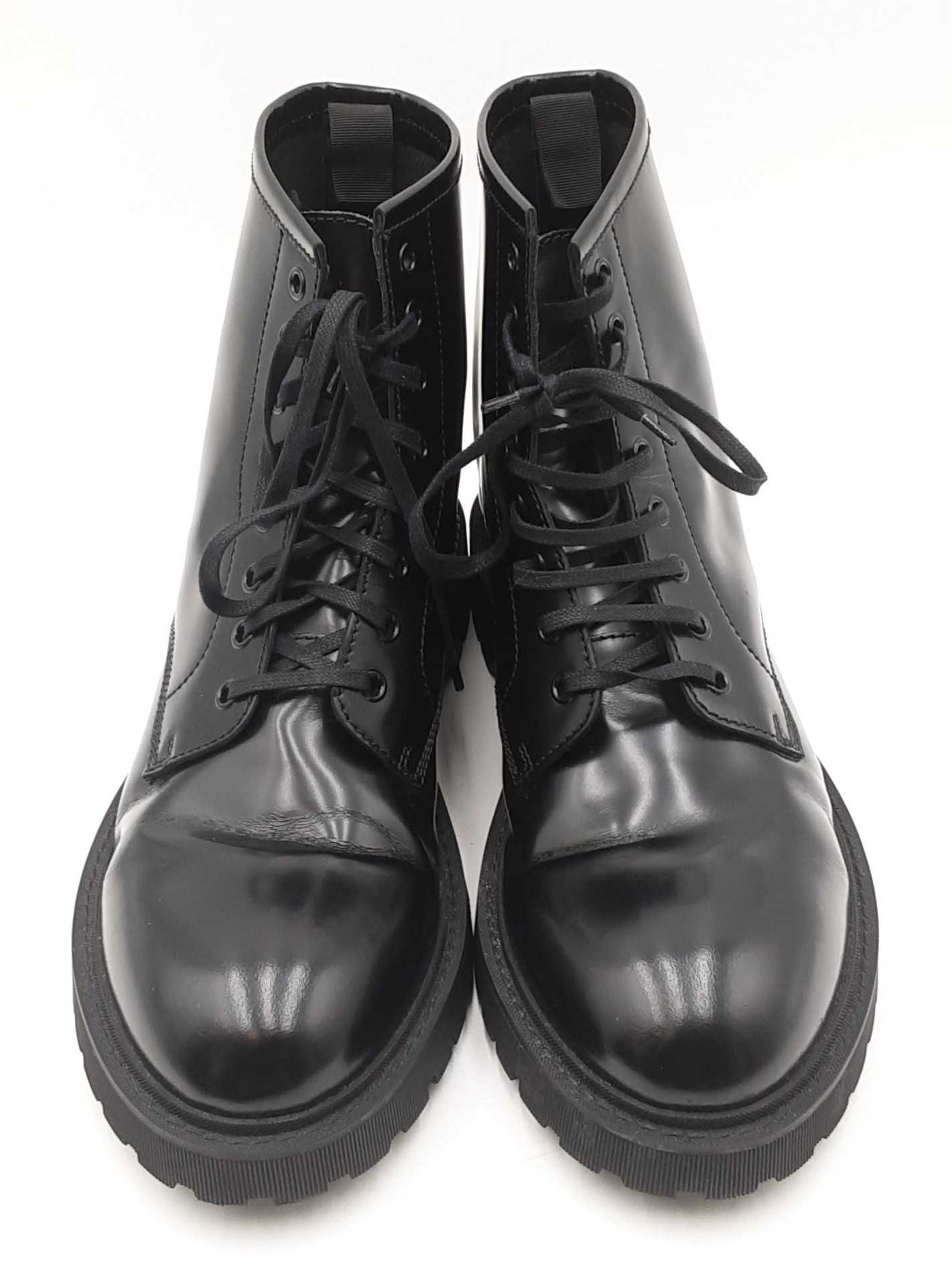 Yves Saint Laurent Black Leather Combat Army Boots Size 44