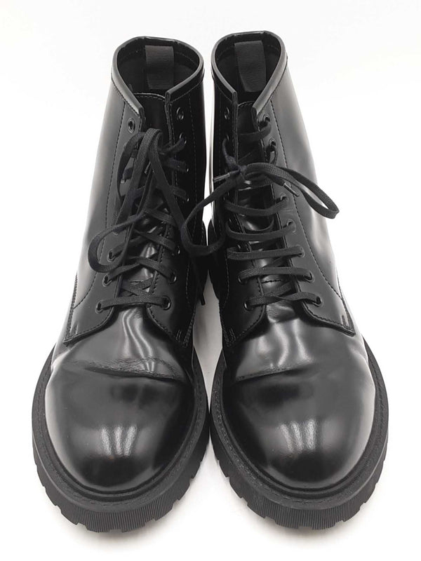 Yves Saint Laurent Black Leather Combat Army Boots Size 44